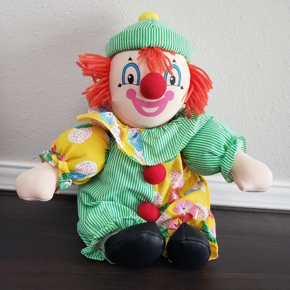 Vintage Sugar Loaf Toys Clown 14" Plush Stuffed Animal Retro - Picture 1 of 11
